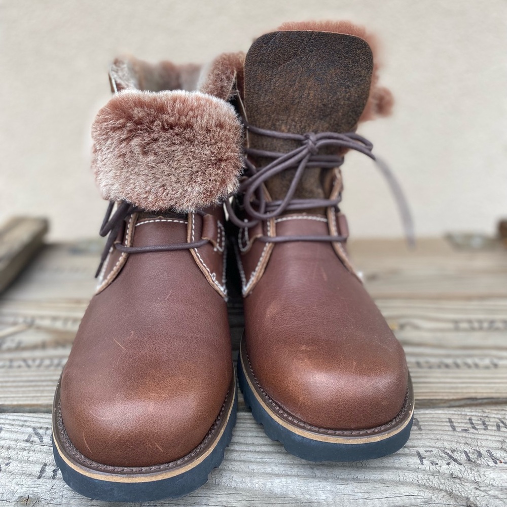Emu Chocolate Brown Boots with Fur Trim